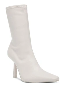 STEVE MADDEN Womens Ivory Stretch Vakay Pointed Toe Stiletto Zip-Up Booties 6 M - Picture 1 of 11