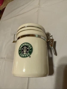 Starbucks 2007 White Canister Storage Container Coffee 4.5" Sugar Tea Small - Picture 1 of 6
