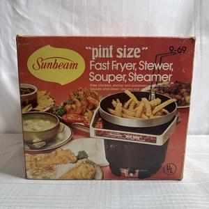 Sunbeam "Pint Size" Friteuse Stewer Souper Dampfgarer Modell 9-69 VINTAGE 1977 NEU GEÖFFNET - Bild 1 von 17
