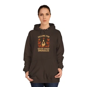 Boston Terrier "Falling for Boston Terrier Snuggles" Hoodie Sweatshirt S-2XL - Picture 1 of 13