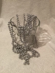 Weihnachtsdekoration ~ 15 Fuß Silber Runde Perlen Girlande - Urlaub Dekor Handwerk - Bild 1 von 4