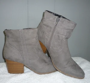 Botines de mujer sin marca gris con cremallera lateral imitación gamuza talla 8,5 - Imagen 1 de 7