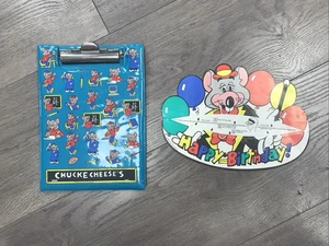 Vintage 90er Chuck E Käse Klemmbrett Buch Preis und Happy Birthday Visier - Bild 1 von 13