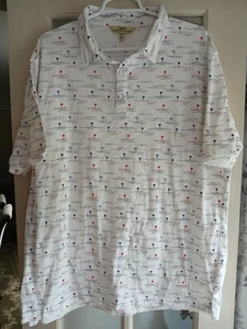 Alexander Julian Colours Polo Shirt Beach Palm Trees All Over AOP Mens Sz XXL - Picture 1 of 7