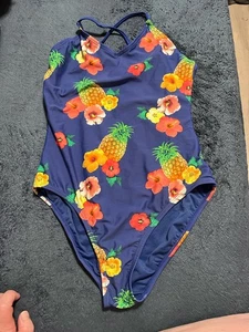 Girls Gap Tropical Pineapple Blue Swimsuit. Size 12. VGUC - Picture 1 of 3
