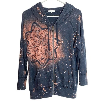 Sudadera con Capucha James Perse Cremallera para Mujer Talla Grande 3 Floral Mandala Gris Foto 1 de 4