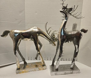 Transpac Weihnachtsdeko/Metall Rentier Skulptur/Dose/Silber/Gold Akzent - Bild 1 von 14