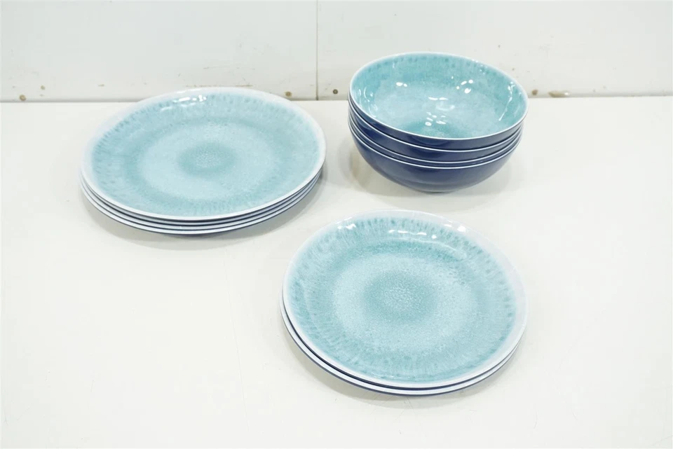 Camp4 Deep Water Melamin-Geschirrset Teller Schüssel 12tlg Camping Outdoor Wohnw