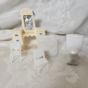 Vintage Tin Dollhouse Furniture mixed lot white vanity, toilet, chairs, oven - Picture 1 of 5