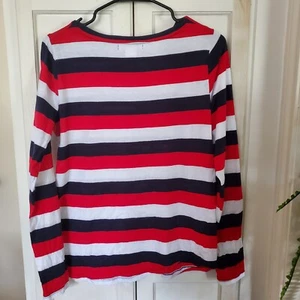 Liz Claiborne Womens Long Sleeves Patriotic Boating Striped Shirt - Picture 1 of 5