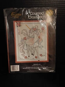 NEW Vintage 1990 Candmar Golden Bee Unicorn Counted Cross Stitch Kit #60381 - Picture 1 of 2