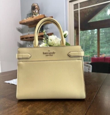 Kate Spade Staci Medium Satchel Leather Purse Crossbody WKRU6951 Lemon Yellow - Image 1 of 4