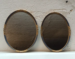 Paar Alte Schöne Holz Spiegel Wandspiegel 25x19 cm-25409 - Bild 1 von 8