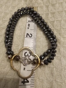 2 Stackable Beaded Multi Color Stretch Bracelet Pendent Accents  - Picture 1 of 2