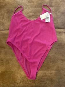New Good American One Piece Swimsuit Always Fits Hot Barbie Pink Size 5/6 - Picture 1 of 8