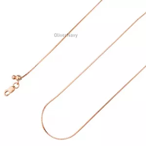 14K Rose Gold Plated Over 925 Sterling Silver Adjustable Box Chain Up To 24'' - Picture 1 of 3