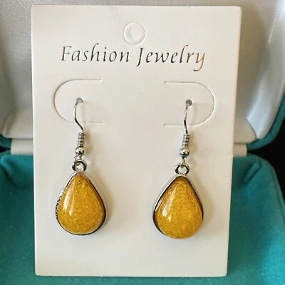 Brincos de gota pendurados com gancho âmbar acrílico joias da moda prata lindos novos - Imagem 1 de 3