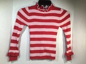 Crewcuts Girls Ribbed Turtleneck Sweater Red Blush Stripe Size 6-7 ZP-5650 - Picture 1 of 4