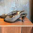Women?s Nine West Karoo 4&quot;  Platform Sling Back Heels Pumps Silver Formal Size 9