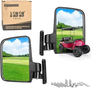 10L0L Golf Cart Side Mirrors, Rear View Mirror for Yamaha Club Car EZGO, 1 Pair - Picture 1 of 10