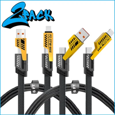 4-in-1 USB TYPE C 6FT Cable 65W Fast Charging For iPhone 16 Pro Max 16Plus 16 15 - Image 1 of 4