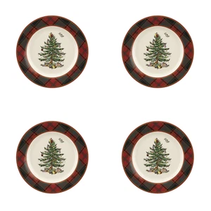 Spode Christmas Tree Tartan Salad Plate, 7.75 inch, Stoneware - 4 pieces - Picture 1 of 9