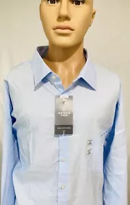 Van Heusen Mens Long Sleeve Blue Button Down Shirt Size 20 35/36 Tall Fit - Picture 1 of 9