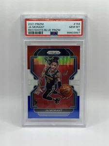 2021-22 Panini Prizm Ja Morant #194 Rosso Bianco Blu Prizm PSA 10 Grizzlies - Foto 1 di 2