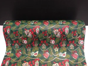 Vintage Christmas Gift Wrapping Paper Angel Bell Ornament MCM Store 2 Yards - Picture 1 of 7