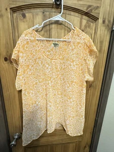 Show Me Your MUMU Short Sleeve Sheer Blouse Orange Floral Size M - Picture 1 of 4