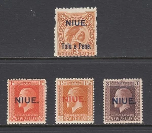 Niue Sc 10, 22, 24, 24 MLH. 1903-17 issues, 4 different, fresh, bright, F-VF. - Picture 1 of 2