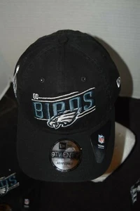 NFL Eagles New Era Logo 9TWENTY Unstructured Adjustable Black Faded Hat NWT - Picture 1 of 7