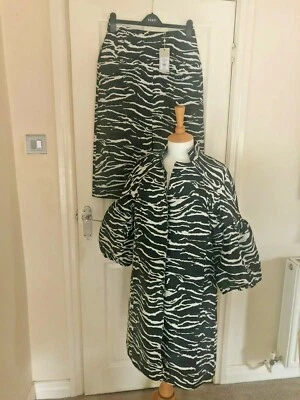 Impresionante Falda Jacquared Cebra Costa BNWT £89 y Abrigo £149 Reino Unido 10 Foto 1 de 4