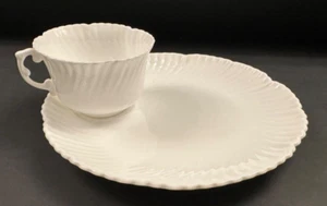Hammersley & Co Vintage White Scallop Bone China Snack Plate/Tea Cup-England - Picture 1 of 6