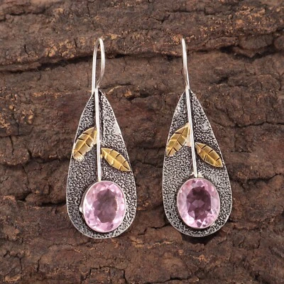 Morganite Gemstone 925 Sterling Silver Earring Handmade jewelry Earring - Image 1 of 3