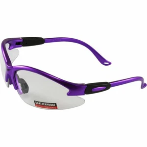 Global Vision Cougar Purple Frame Safety Glasses Clear Lens - Picture 1 of 4