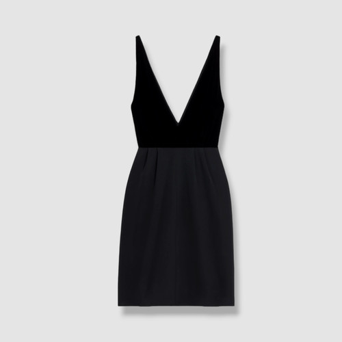 Abito senza maniche Celine da donna nero seta velluto collo a V da donna $3700 taglia 40