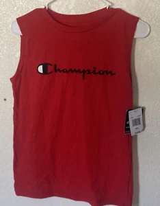 NWT Champion Boy's Youth Red Tank Top Classic Black Script Large 14/16 - Picture 1 of 9
