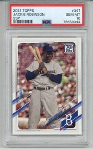 2021 TOPPS #347 JACKIE ROBINSON CARD BROOKLYN DODGERS PSA 10 SSP LOW POP 2 RARE - Picture 1 of 2