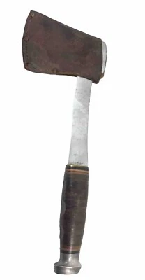 Hacha de hacha Kabar antigua y funda de hoja de cuero marrón original 2219-MQ Foto 1 de 4