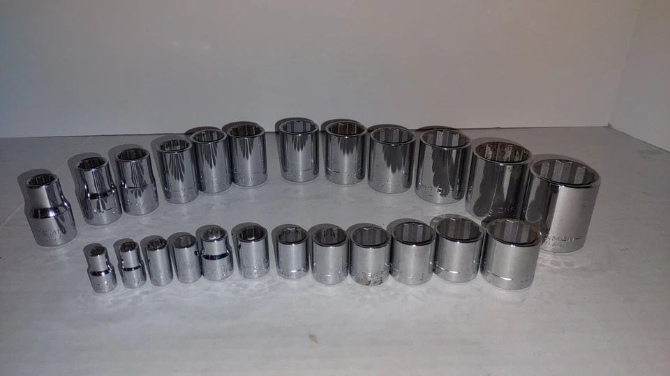 Craftsman 24 Piece SAE 12 Point Shallow Sockets ½" 3/8" & ¼" Drives G & V Series - Image 1 of 4