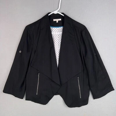 41Hawthorn Jacket Womens Large Black Teegan Draped Blazer Moto Open Office Work - Image 1 of 4