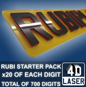 4D 3D Ruby RED Laser Cut Sign Plate Letters Digits BULK TRADE kit RUBIPLATE - Picture 1 of 4