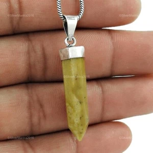 Aventurine Gemstone 925 Sterling Silver Bezel Birthday Gift Pencil Pendant - Picture 1 of 5