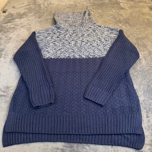 Christopher & Banks Blue Marled Textured Turtleneck Sweater Womens Extra Large - Picture 1 of 9