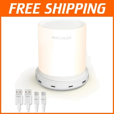 Dimmable USB Bedside Lamp with 4 Ports – Organize Your Nightstand Efficiently - Image 1 of 4