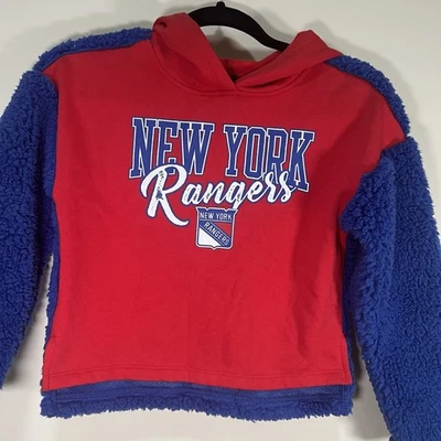 NY New York Rangers Youth Sherpa Hoodie Hooded Fleece Sweatshirt Medium 7 8 - Image 1 of 4