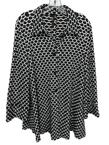 Chaqueta túnica IC by Connie K talla XL para mujer negra blanca botones geométricos - Imagen 1 de 16