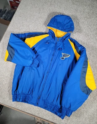 VTG St. Louis Blues Jacket Size XL Hooded NHL Authentic Logo 7 Mens Puffer Coat - Image 1 of 4