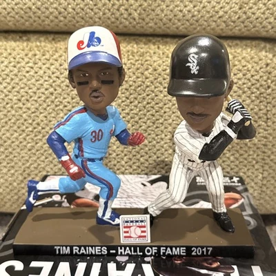 Tim Raines MLB 2017 Hall of Fame Montreal Expos & Chicago White Sox Bobbleheads - Image 1 of 4